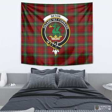 Seton Tartan Tapestry Wall Hanging and Home Decor for Room with Family Crest