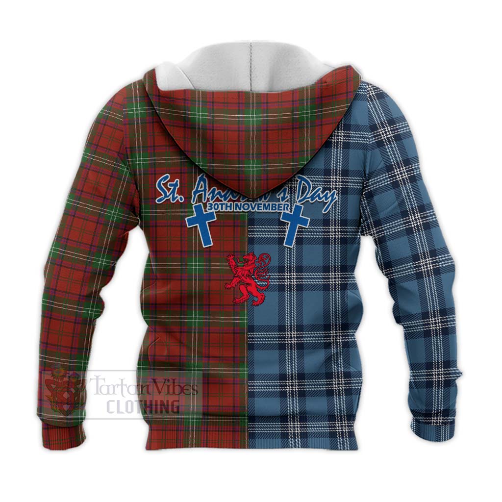 Seton Tartan Knitted Hoodie Happy St. Andrew's Day Half Tartan Style - Tartan Vibes Clothing