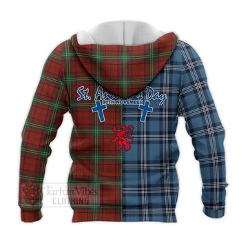 Seton Tartan Knitted Hoodie Happy St. Andrew's Day Half Tartan Style - Tartan Vibes Clothing