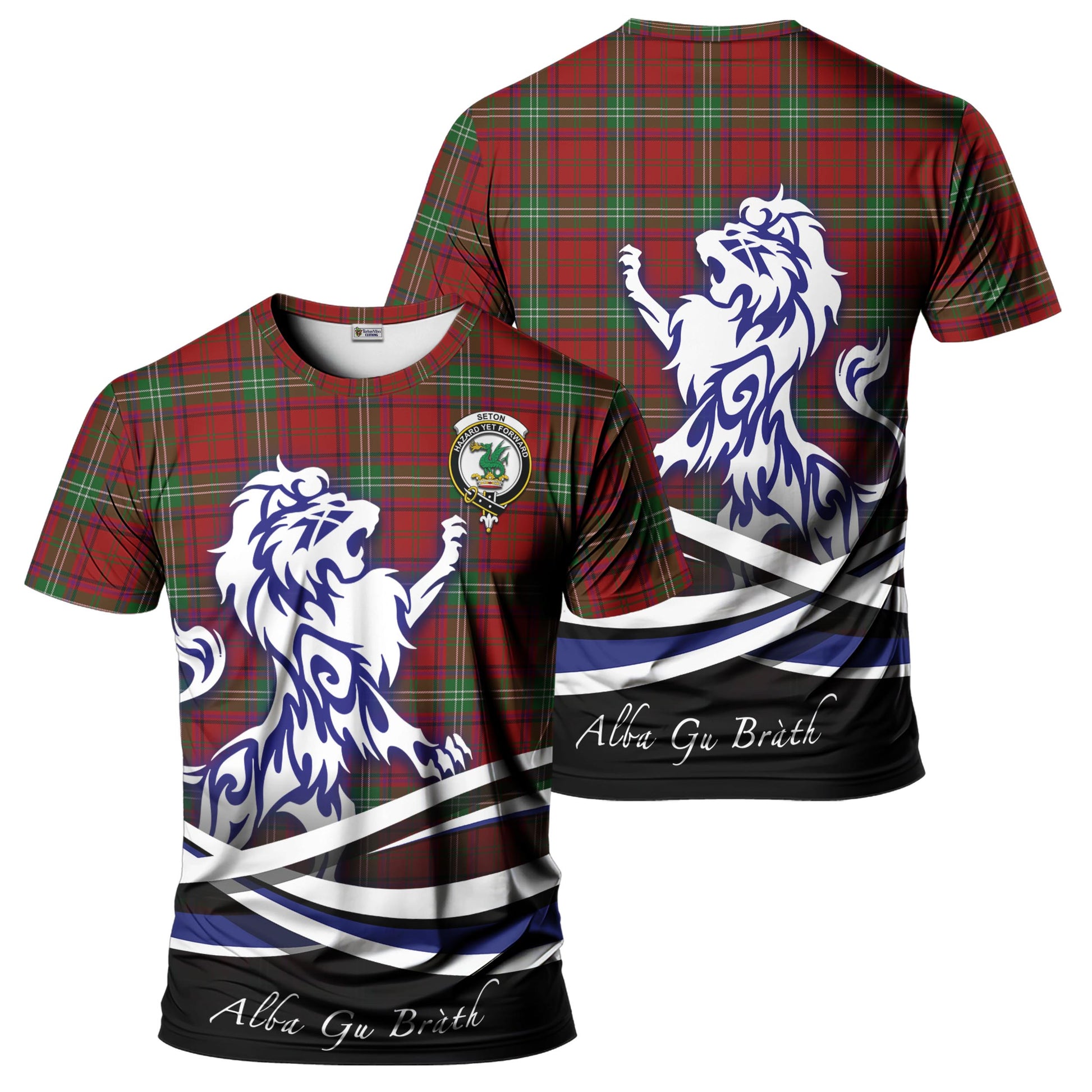 Seton Tartan T-Shirt with Alba Gu Brath Regal Lion Emblem - Tartan Vibes Clothing