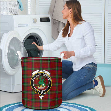 Seton Tartan Laundry Basket with Family Crest - Tartanvibesclothing Shop