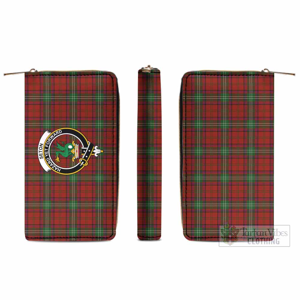Seton Tartan Women's Leather Wallet with Family Crest - Tartan Vibes Clothing