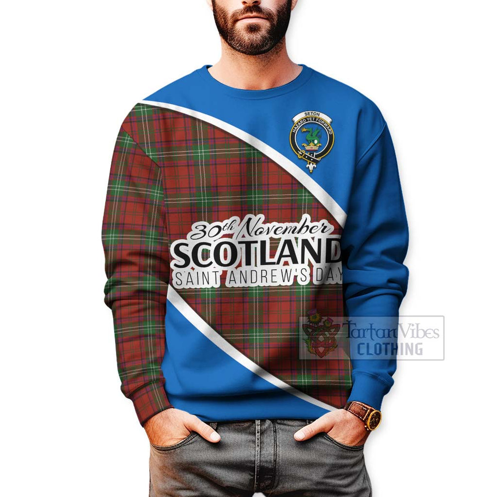 Seton Family Crest Tartan Sweatshirt Celebrate Saint Andrew's Day in Style - Tartan Vibes Clothing