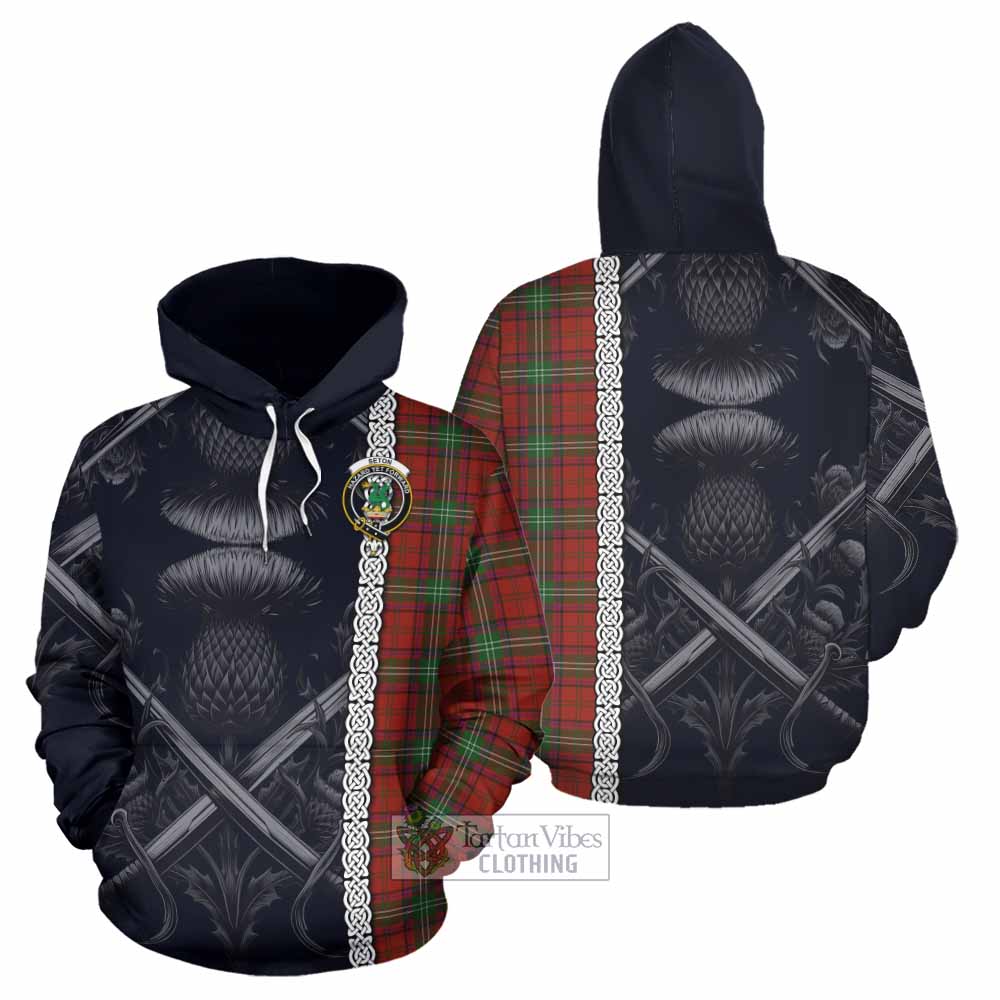 Seton Tartan Hoodie with Family Crest Cross Sword Thistle Celtic Vibes - Tartan Vibes Clothing