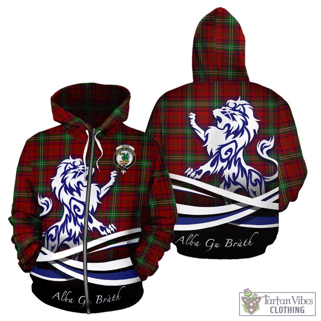 Seton Tartan Hoodie with Alba Gu Brath Regal Lion Emblem - Tartan Vibes Clothing