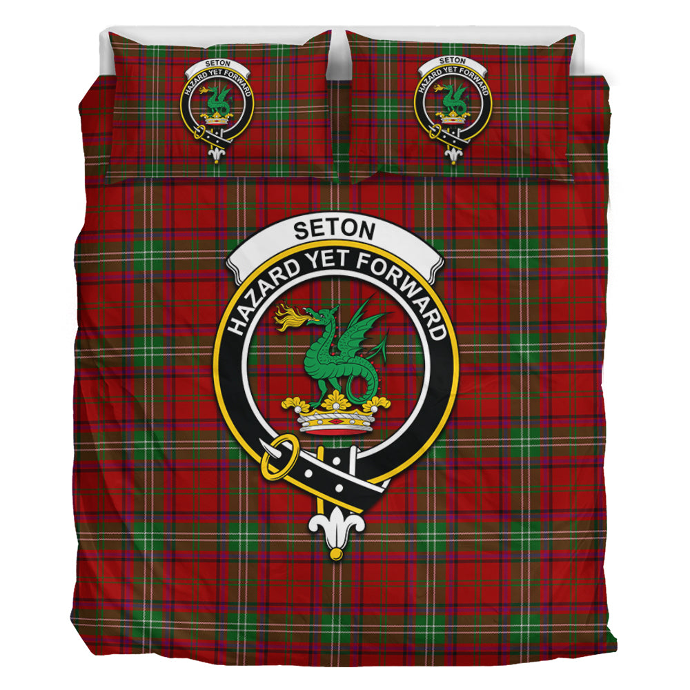 Seton Tartan Bedding Set with Family Crest - Tartan Vibes Clothing