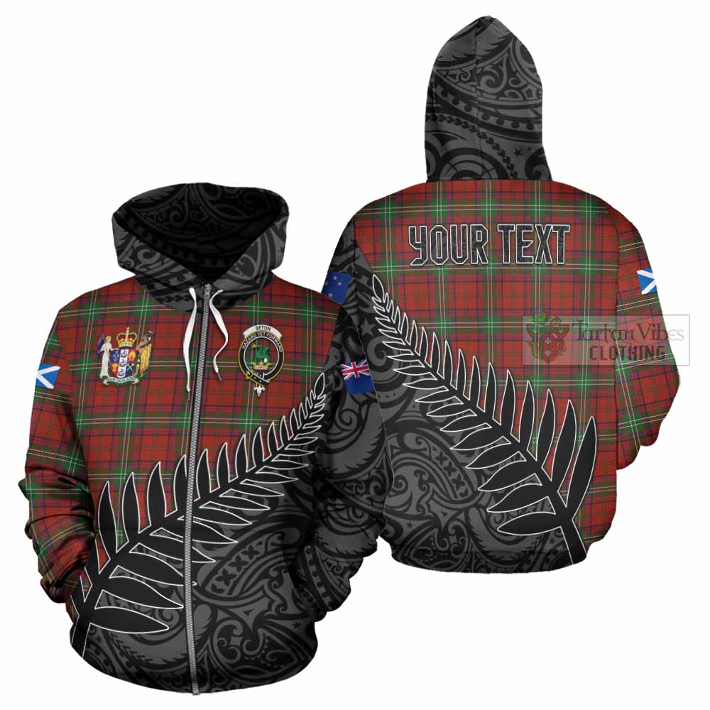 Seton Crest Tartan Hoodie with New Zealand Silver Fern Half Style - Tartan Vibes Clothing