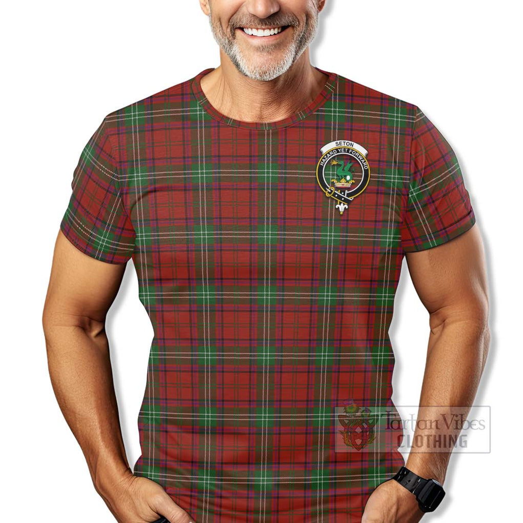 Seton Tartan T-Shirt with Family Crest Celtic Skull Style - Tartan Vibes Clothing