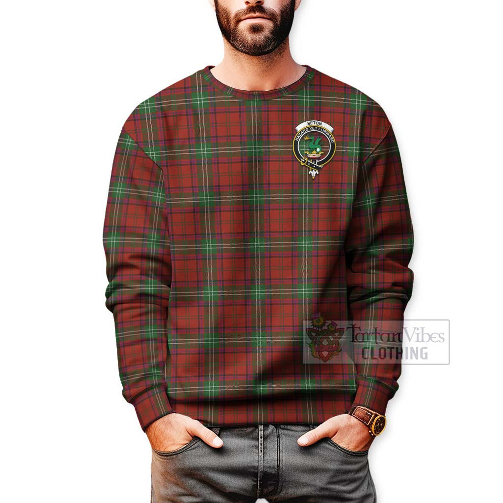 Seton Tartan Sweatshirt with Family Crest Celtic Skull Style - Tartan Vibes Clothing