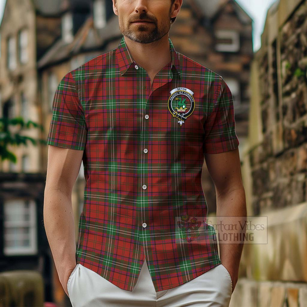 Seton Tartan Hawaiian Shirt with Family Crest Celtic Skull Style - Tartan Vibes Clothing