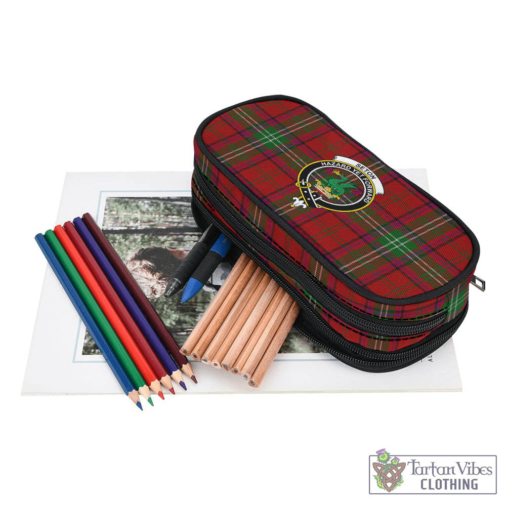Seton Tartan Pen and Pencil Case with Family Crest - Tartan Vibes Clothing