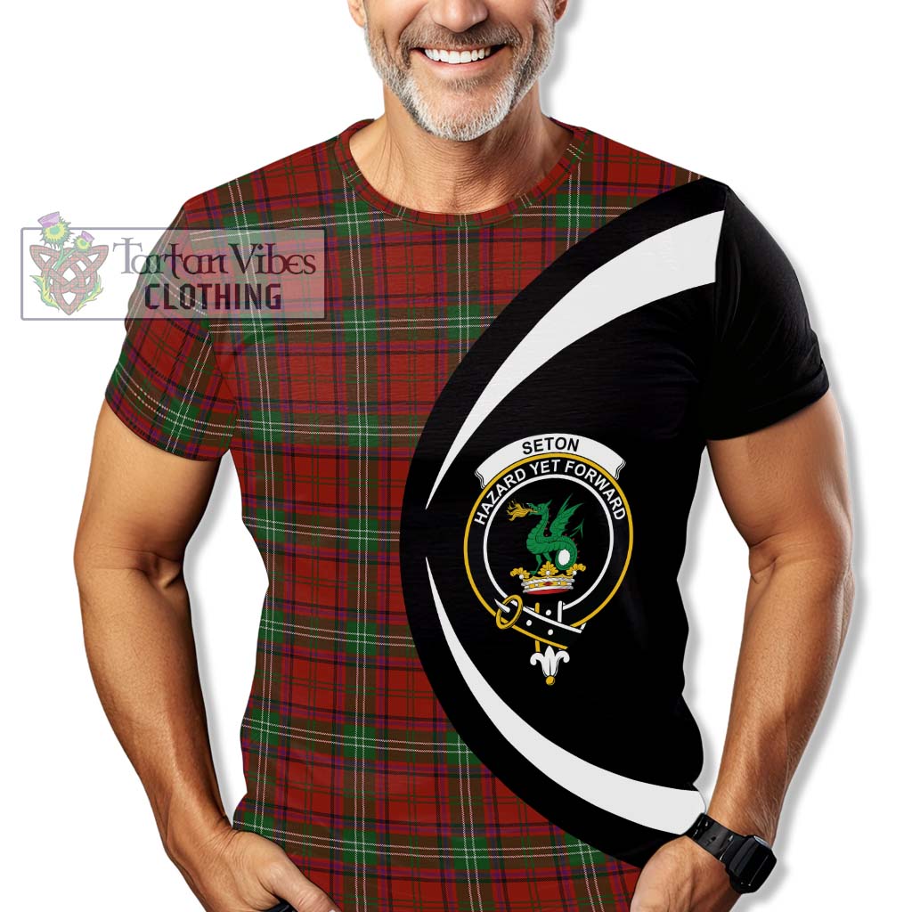 Seton Tartan T-Shirt with Family Crest Circle Style - Tartan Vibes Clothing