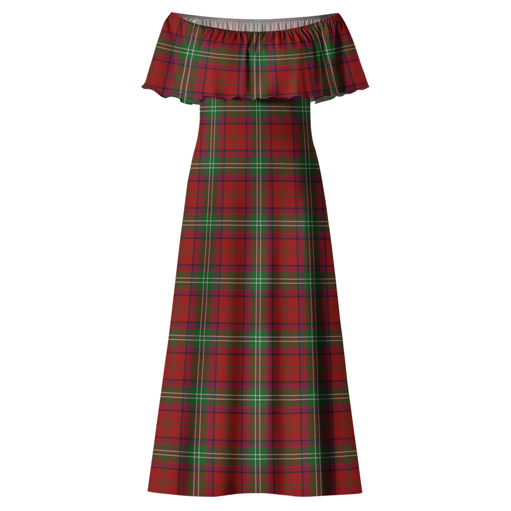 Seton Tartan Off Shoulder Long Dress - Tartan Vibes Clothing