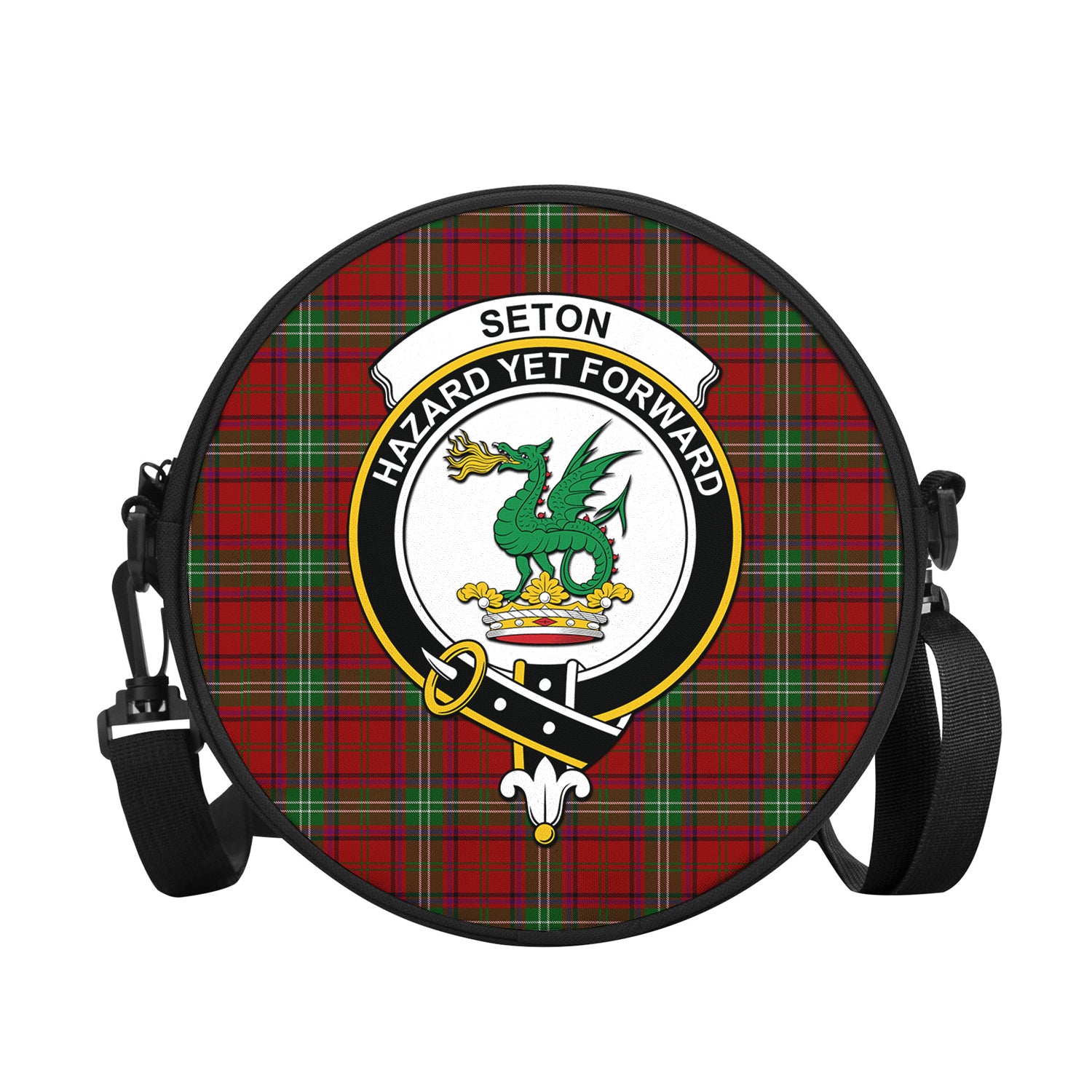 Seton Tartan Round Satchel Bags with Family Crest - Tartan Vibes Clothing