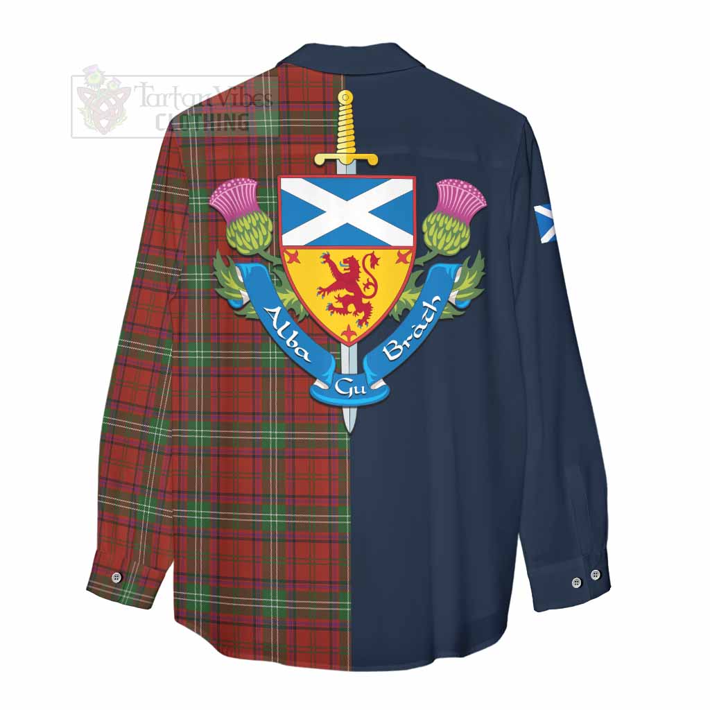 Seton Tartan Women's Casual Shirt Alba with Scottish Lion Royal Arm Half Style - Tartan Vibes Clothing