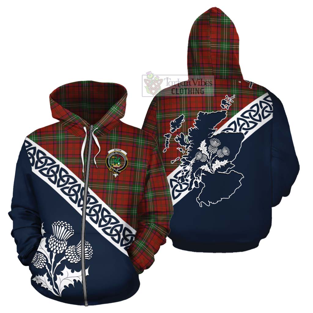 Seton Tartan Cotton Hoodie Featuring Thistle and Scotland Map - Tartan Vibes Clothing