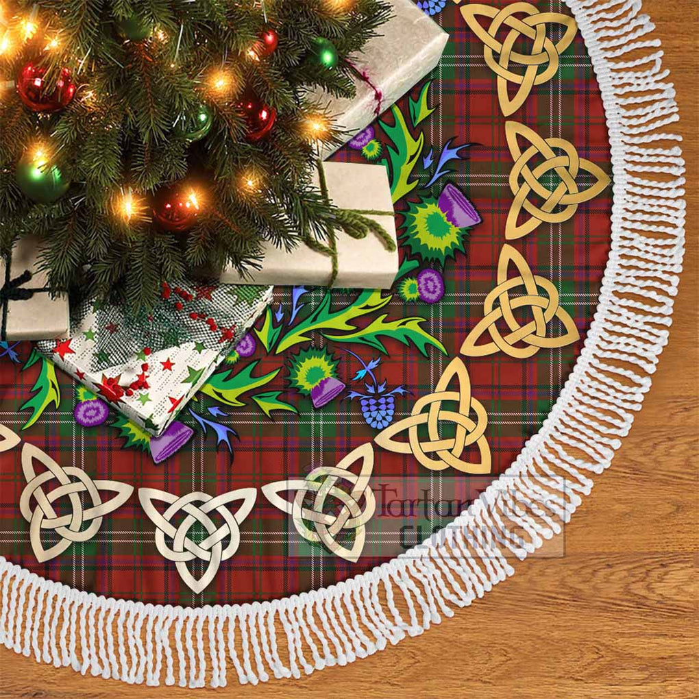 Tartan Vibes Clothing Seton Tartan Christmas Tree Skirt with Thistle Celtic Knot Style