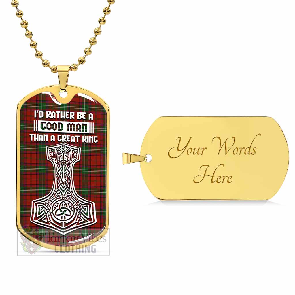 Seton Tartan Dog Tag Necklace Viking Mjolnir Style Gold Yes - Tartan Vibes Clothing