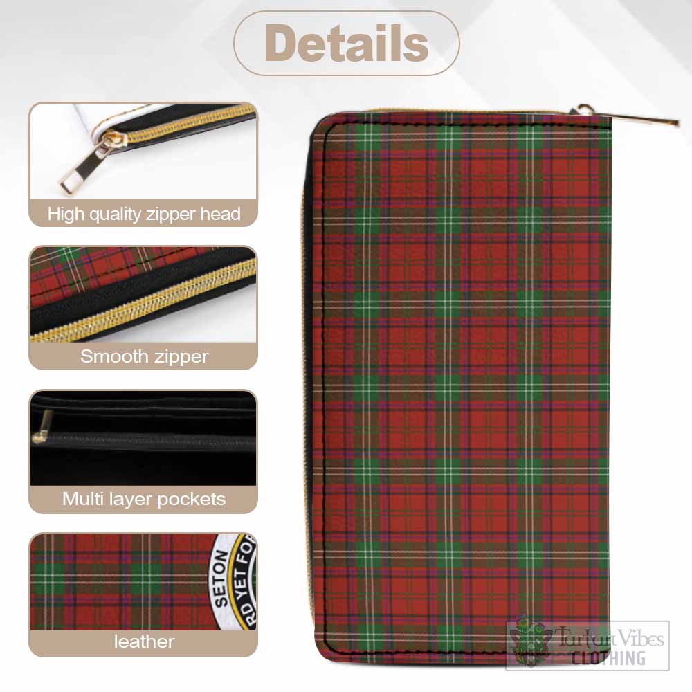 Seton Tartan Women's Leather Wallet with Family Crest - Tartan Vibes Clothing