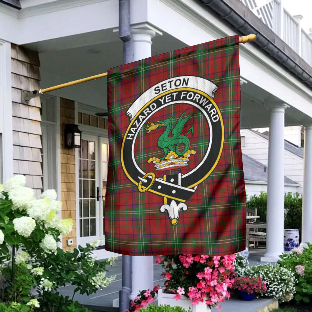 Seton Tartan Garden Flag with Family Crest - Tartan Vibes Clothing