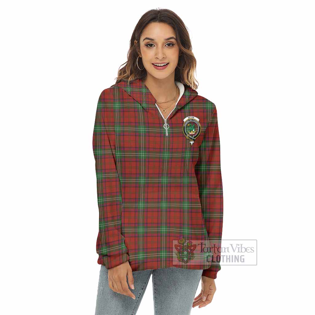 Tartan Vibes Clothing Seton Tartan Crest Women's Borg  Half Zip Fleece Hoodie