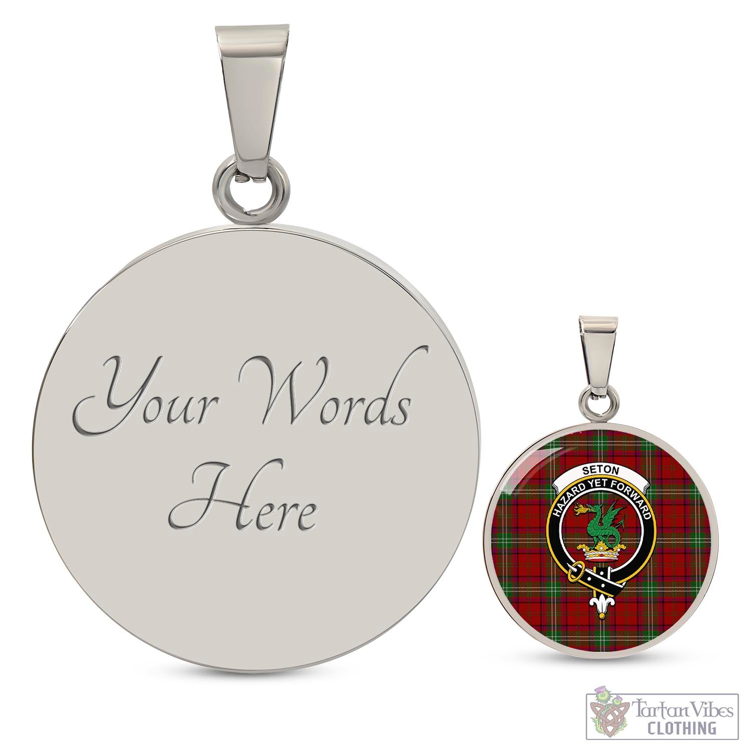 Seton Tartan Circle Necklace with Family Crest Luxury Necklace (Silver) Yes - Tartan Vibes Clothing
