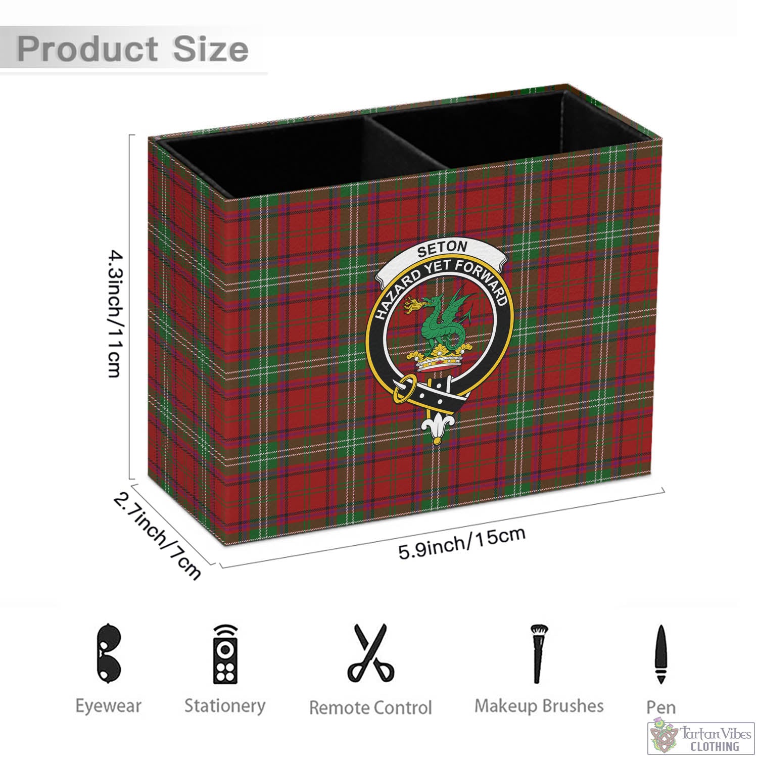 Seton Tartan Pen Holder with Family Crest - Tartan Vibes Clothing