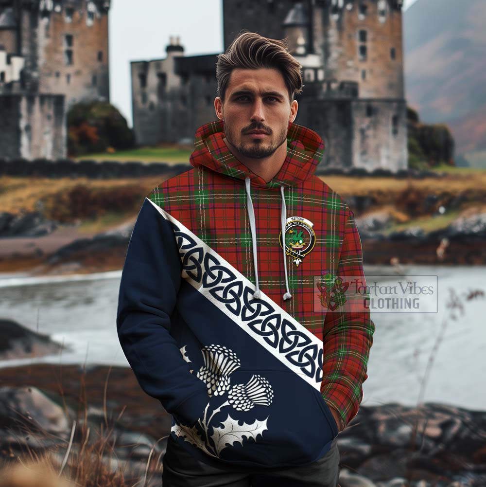 Seton Tartan Cotton Hoodie Featuring Thistle and Scotland Map - Tartan Vibes Clothing