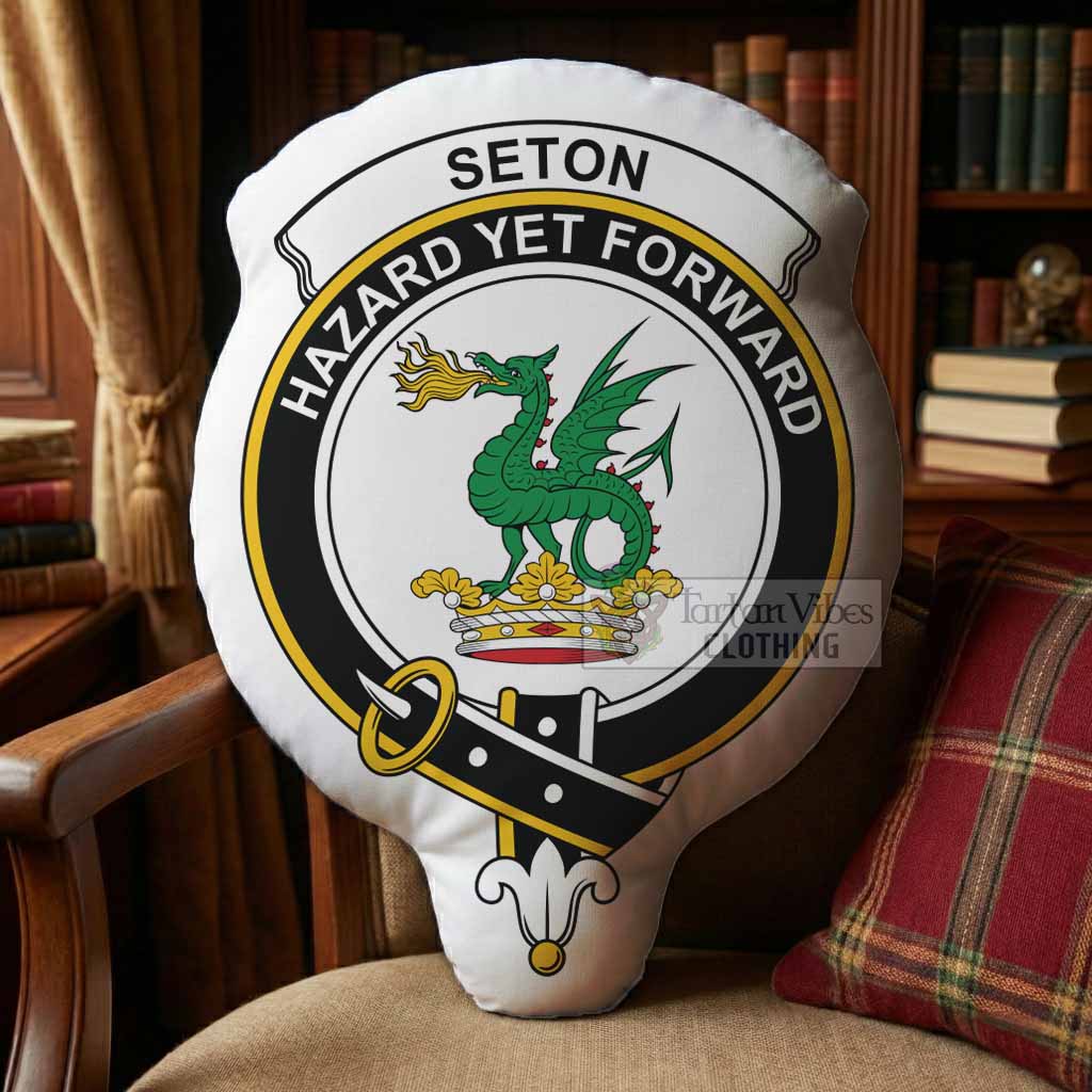 Seton Clan Crest Shaped Throw Pillow, Scottish Clan Badge Decorative Pillow - Tartan Vibes Clothing