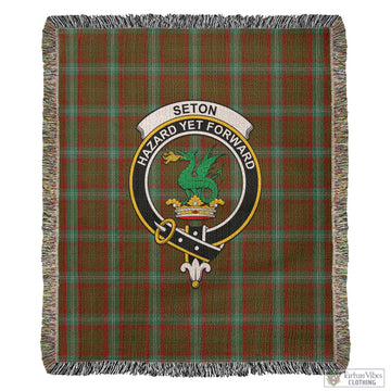 Seton Hunting Tartan Woven Blanket with Family Crest