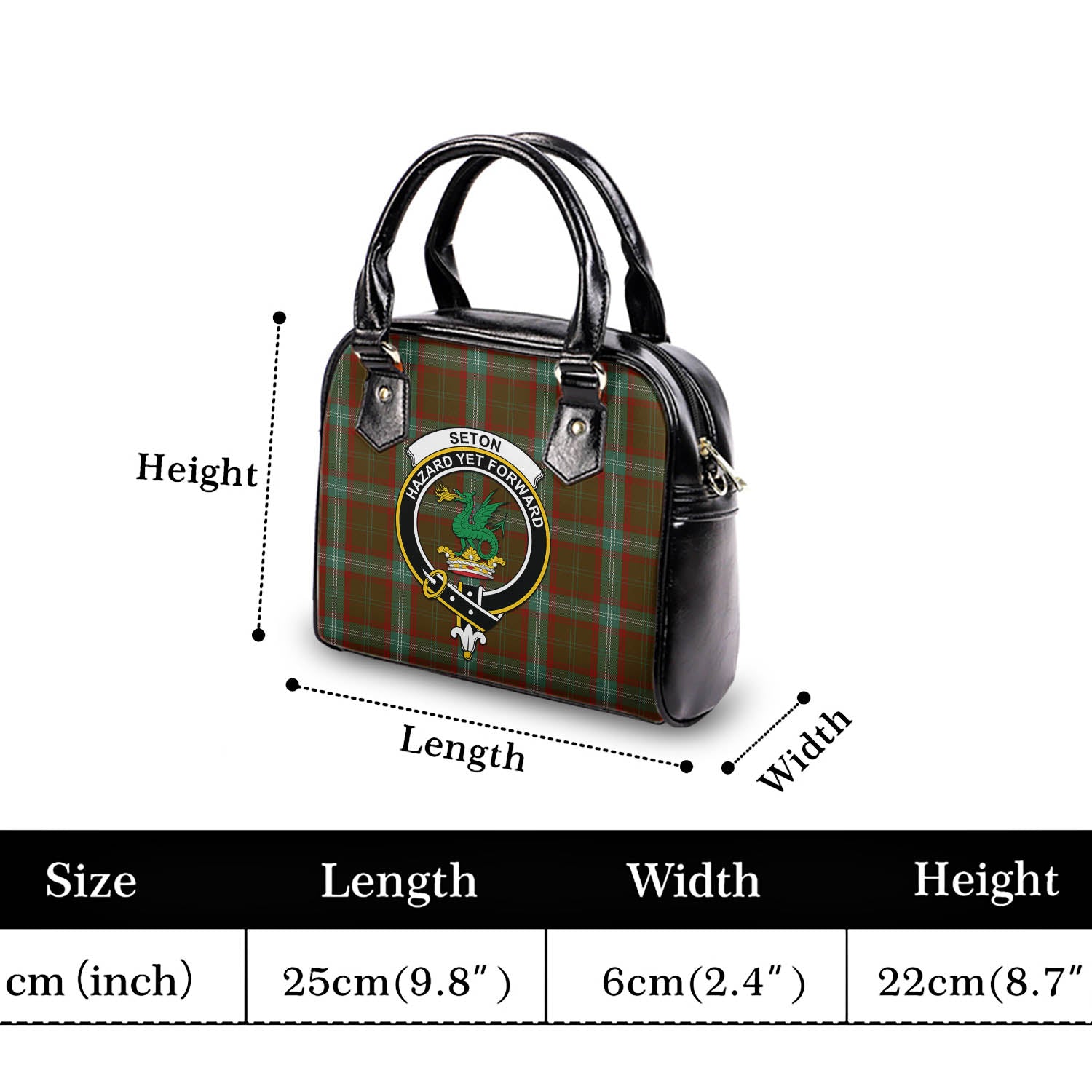 Seton Hunting Tartan Shoulder Handbags with Family Crest - Tartanvibesclothing