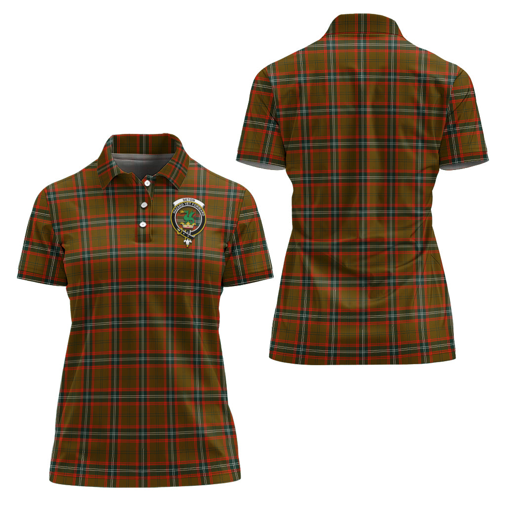 seton-hunting-modern-tartan-polo-shirt-with-family-crest-for-women