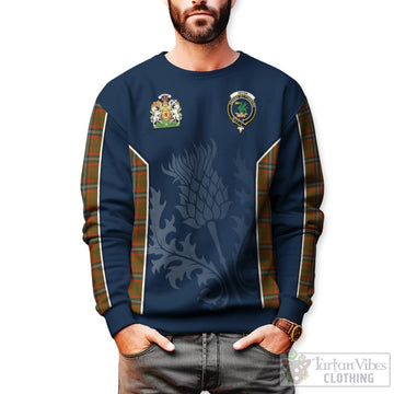 Seton Hunting Modern Tartan Sweatshirt with Family Crest and Scottish Thistle Vibes Sport Style