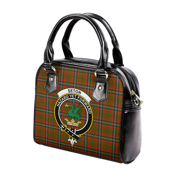 Seton Hunting Modern Tartan Shoulder Handbags with Family Crest