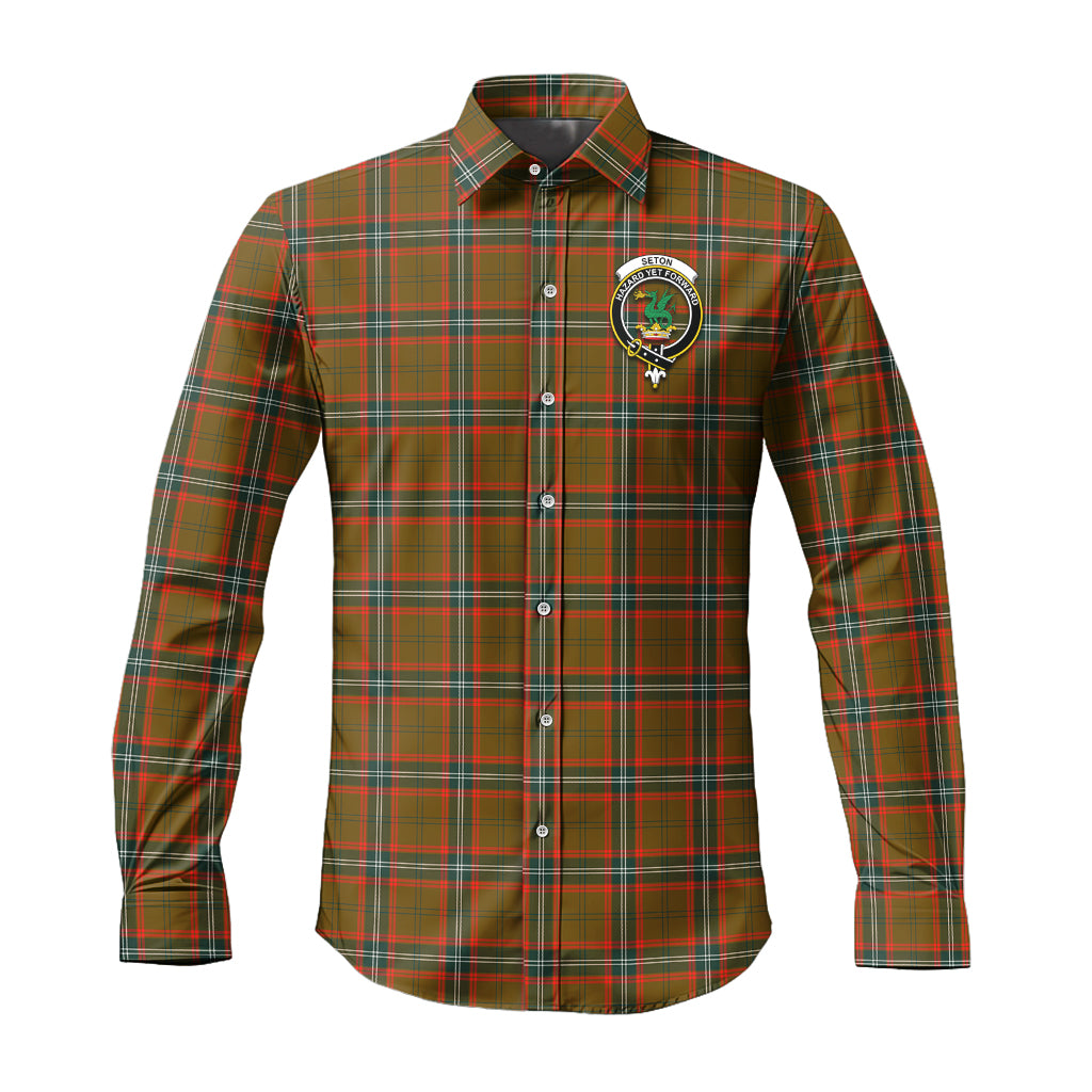 seton-hunting-modern-tartan-long-sleeve-button-up-shirt-with-family-crest