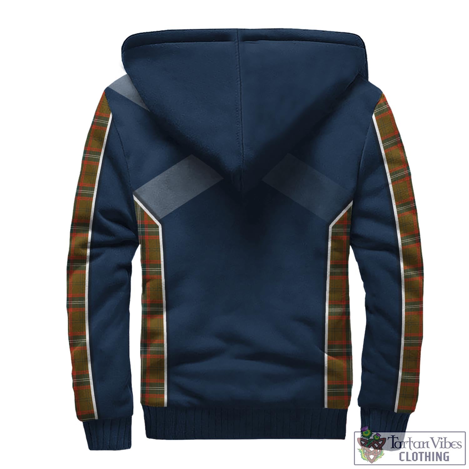 Tartan Vibes Clothing Seton Hunting Modern Tartan Sherpa Hoodie with Family Crest and Scottish Thistle Vibes Sport Style