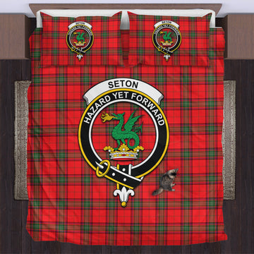 Seton Modern Tartan Bedding Set with Family Crest