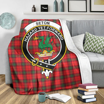 Seton Modern Tartan Blanket with Family Crest