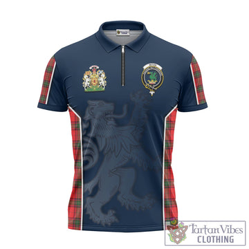 Seton Modern Tartan Zipper Polo Shirt with Family Crest and Lion Rampant Vibes Sport Style