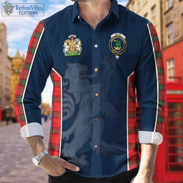 Seton Modern Tartan Long Sleeve Button Up Shirt with Family Crest and Lion Rampant Vibes Sport Style