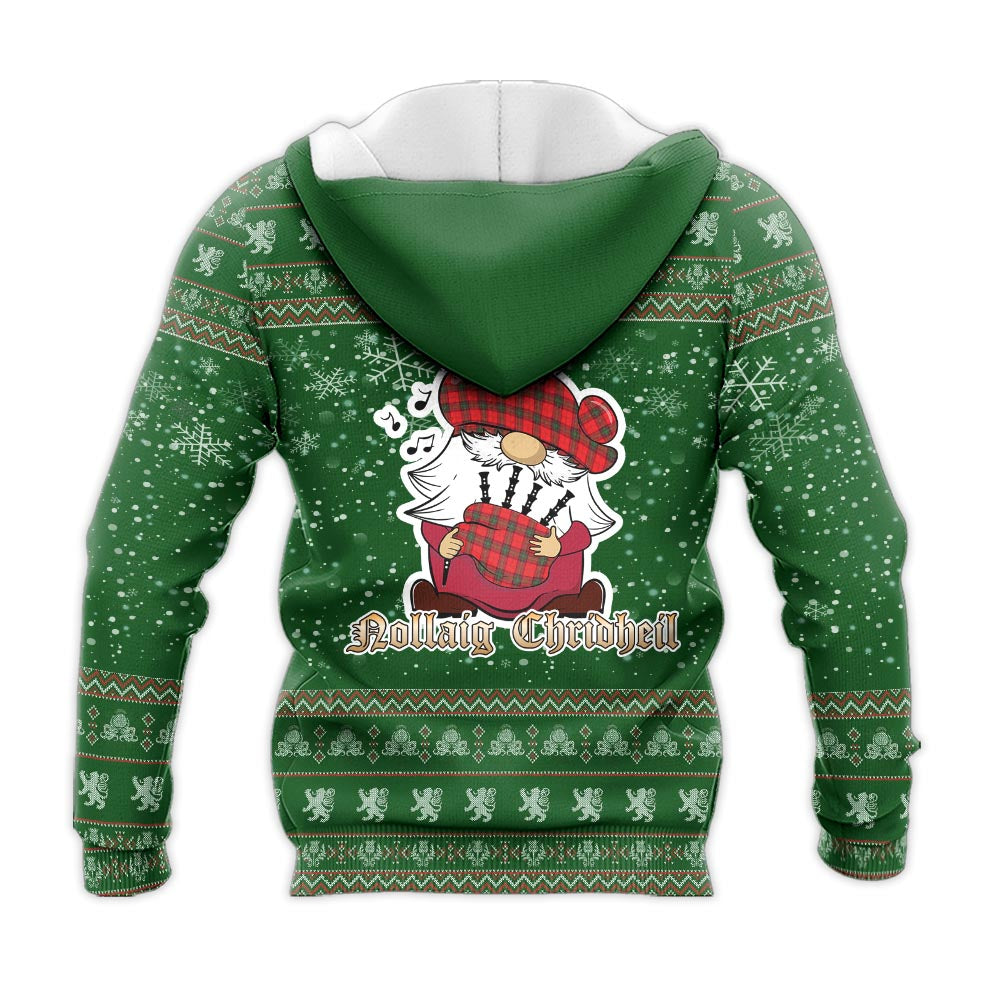 Seton Modern Clan Christmas Knitted Hoodie with Funny Gnome Playing Bagpipes - Tartanvibesclothing