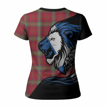 Seton Tartan Crest Women T shirt Scottish Golden Lions Wave Flow