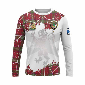 Seton Tartan Long Sleeve T-Shirt with Family Crest and Lion Rampant Grunge Style