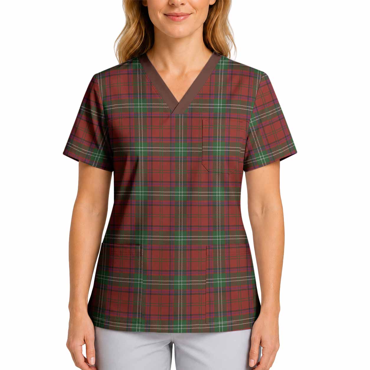Seton Tartan Scrub Top 4XL - Tartan Vibes Clothing