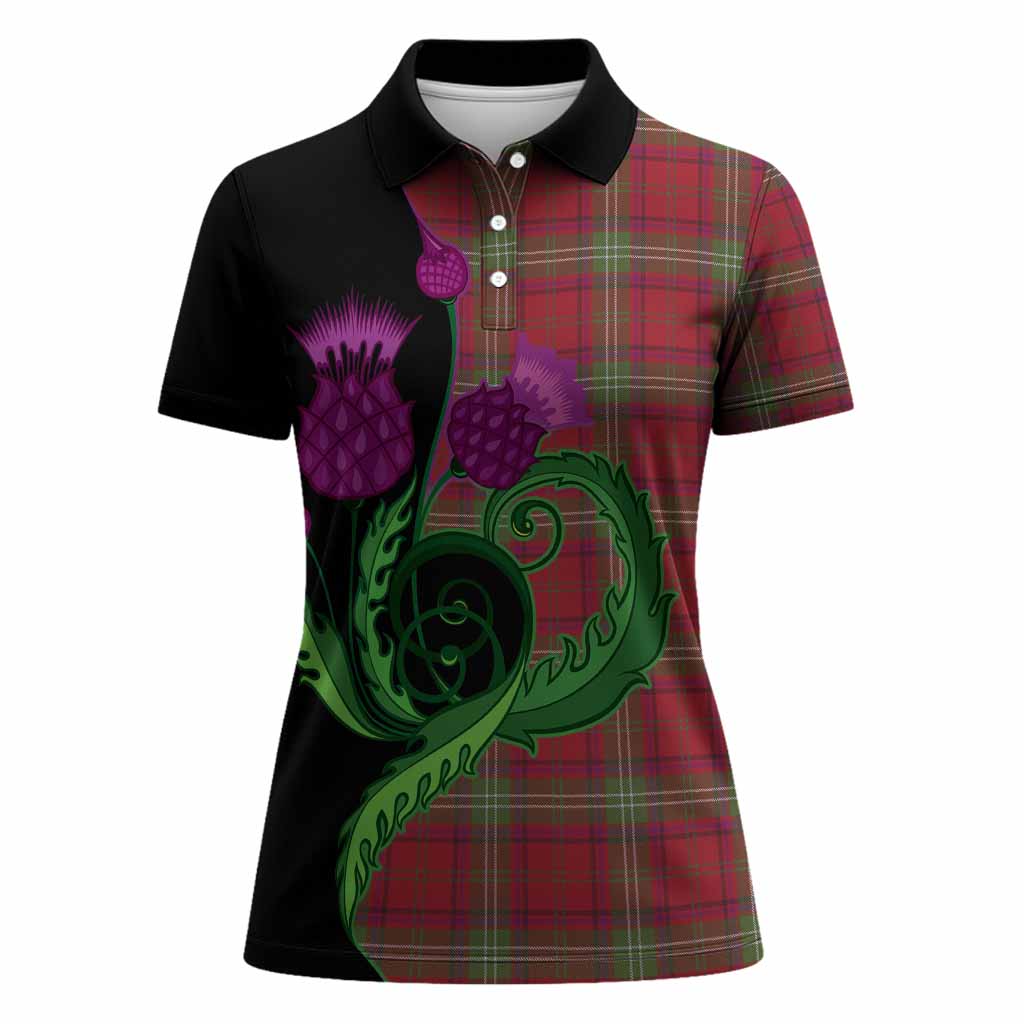 Seton Tartan Women Polo Shirt Traditional Scottish Thistle