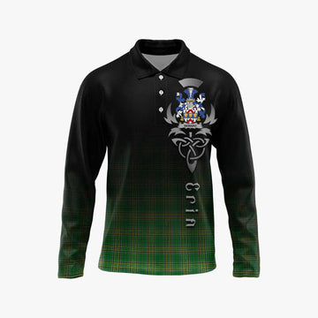 Seward Irish Clan Long Sleeve Polo Shirt with Coat of Arms Erin Go Bragh Celtic Inspired