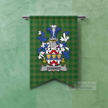 Seward Irish Clan Tartan Gonfalon, Tartan Banner with Coat of Arms