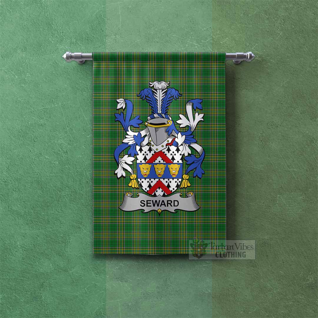 Tartan Vibes Clothing Seward Irish Clan Tartan Gonfalon, Tartan Banner with Coat of Arms