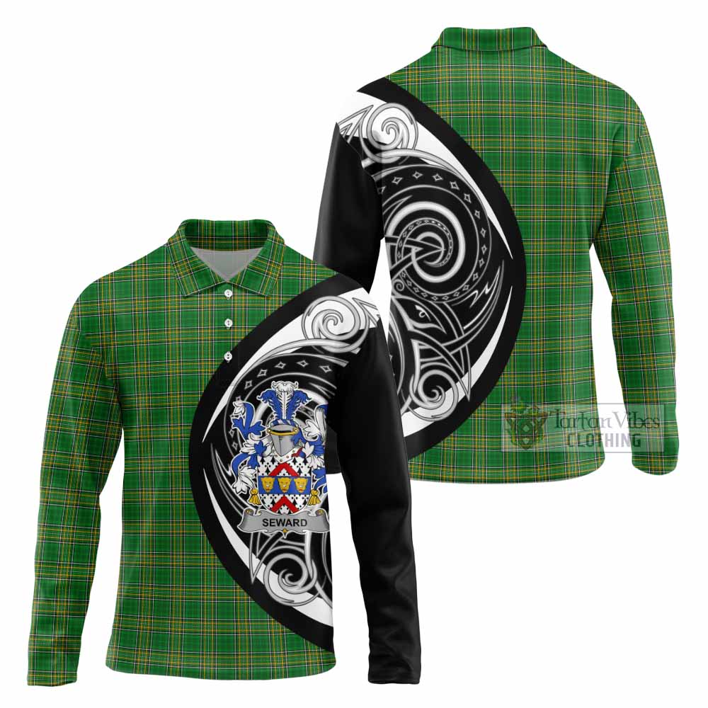 Tartan Vibes Clothing Seward Irish Clan Long Sleeve Polo Shirt Celtic Circle Style