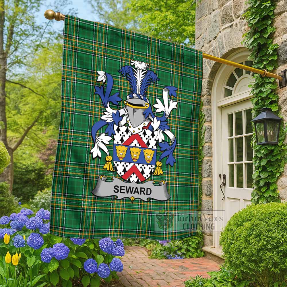 Seward Irish Clan Tartan Flag with Coat of Arms